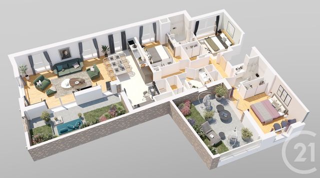 Appartement T5 à vendre - 5 pièces - 120.43 m2 - RENNES - 35 - BRETAGNE - Century 21 Dréano Immobilier