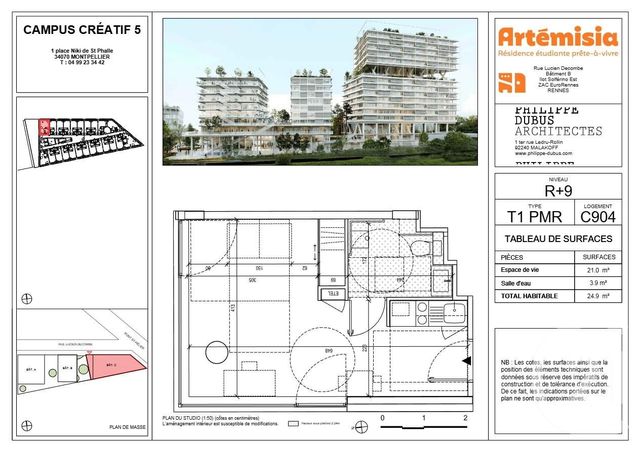 Appartement T1 à vendre - 1 pièce - 24.9 m2 - RENNES - 35 - BRETAGNE - Century 21 Dréano Immobilier