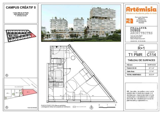 Appartement T1 à vendre - 1 pièce - 30.8 m2 - RENNES - 35 - BRETAGNE - Century 21 Dréano Immobilier